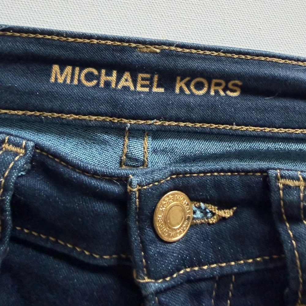 Michael Kors Dark Wash Straight Leg Jeans Mid Rise Stretch Denim size 4